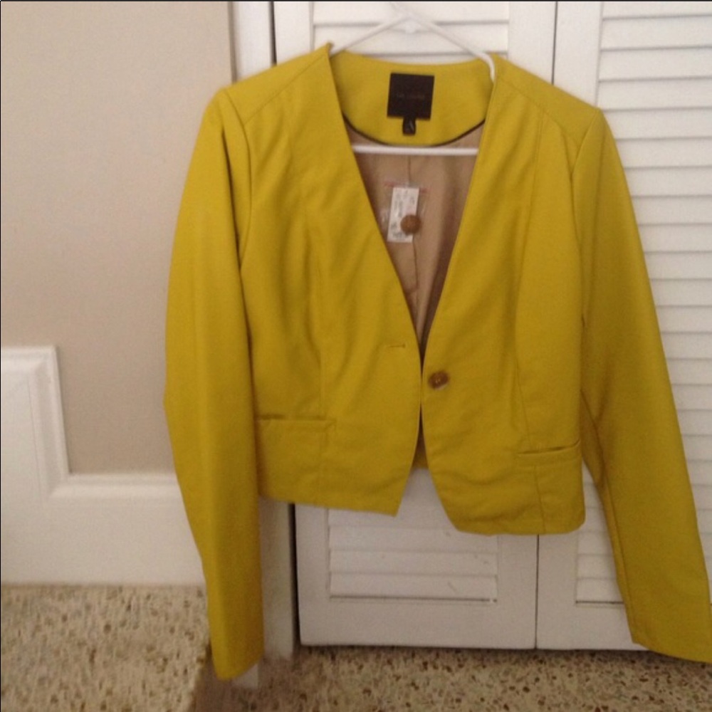 LIMITED YELLOW/citrine faux leather jacket xs new